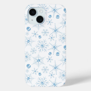 Scary skull Creepmas Christmas Snowflakes white iPhone 15 Case