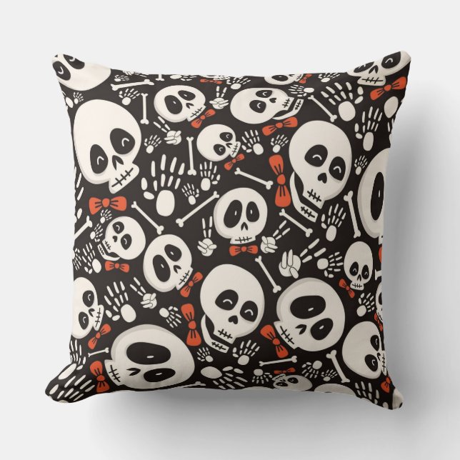 Scary Skull Halloween Pattern Cushion (Front)