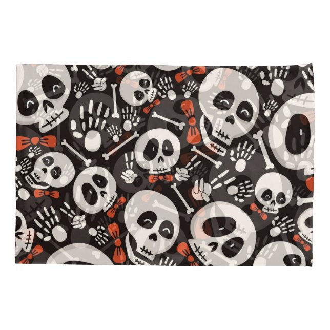 Scary Skull Halloween Pattern Pillowcase (Back)