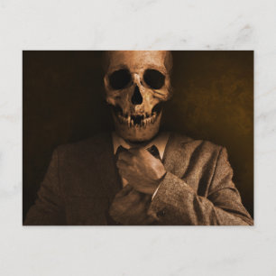Scary Skull Man in Suit Postcard