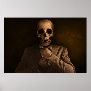 Scary Skull Man in Suit Poster