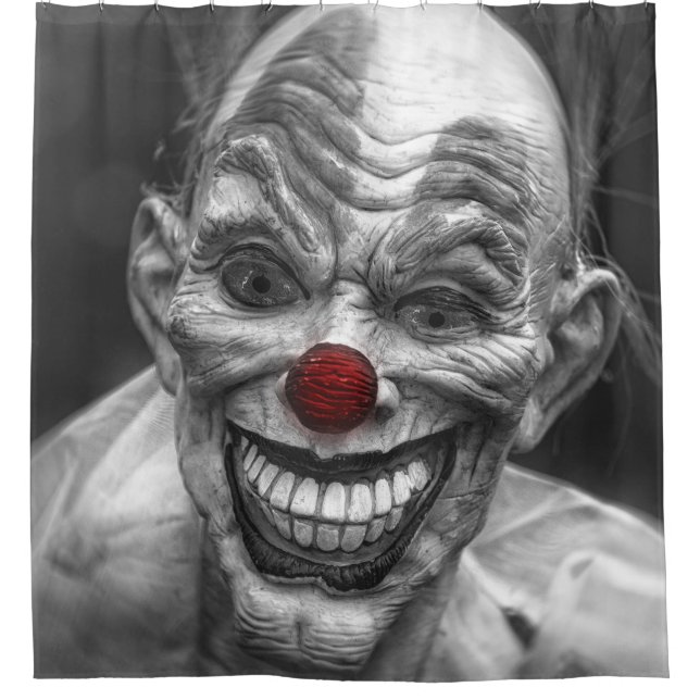 Scary Smiling Clown, Shower Curtain Art (Front)