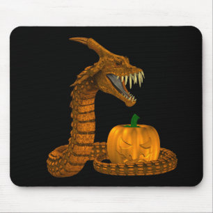 Scary Snake Protecting A Pumpkin Mouse Mat