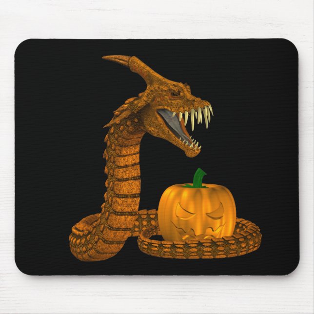 Scary Snake Protecting A Pumpkin Mouse Mat (Front)