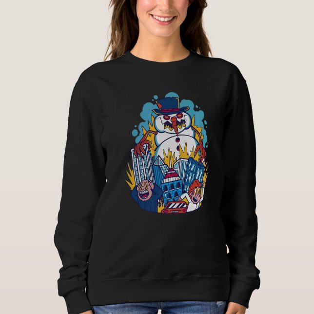 Scary Snowman Destroying Sweatshirt (Front)