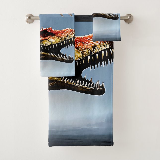 Scary Spinosaurus Dinosaur, Bath Towel Set (Insitu)