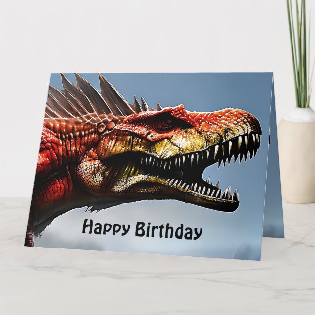 Scary Spinosaurus Dinosaur, Big Birthday Card (Front)
