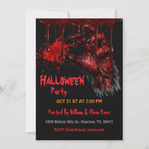 Scary Spooky Bloody Demonic Hands Adult Halloween Invitation