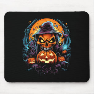 Scary Spooky Castle Halloween Pumpkin Witch Mouse Mat