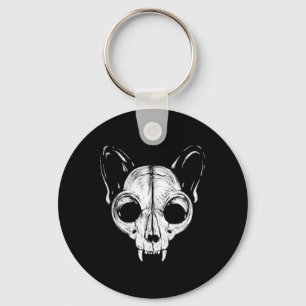 Scary Spooky Cat Feline Skull Skeleton Halloween A Key Ring