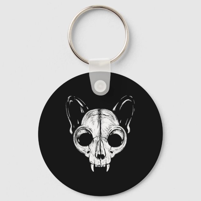 Scary Spooky Cat Feline Skull Skeleton Halloween A Key Ring (Front)