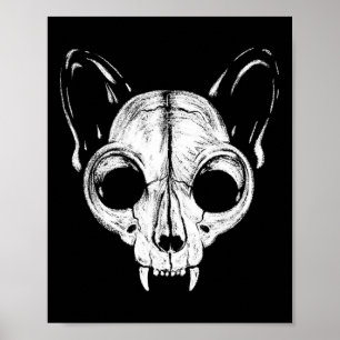 Scary Spooky Cat Feline Skull Skeleton Halloween A Poster