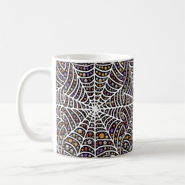 Scary Spooky Cobweb Collage Coffee Mug (Left)