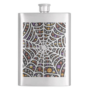 Scary Spooky Cobweb Collage Hip Flask