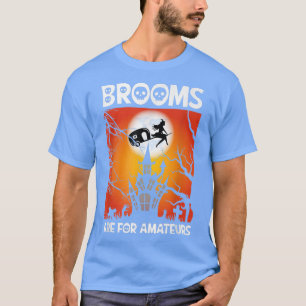 Scary Spooky Halloween Haunted Castle Night Broom T-Shirt