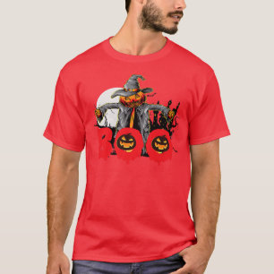 Scary spooky Halloween pumpkin scarecrow women men T-Shirt