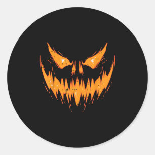 Scary Spooky Jack O Lantern Face Pumpkin Halloween Classic Round Sticker