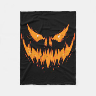 Scary Spooky Jack O Lantern Face Pumpkin Halloween Fleece Blanket