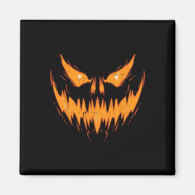 Scary Spooky Jack O Lantern Face Pumpkin Halloween Magnet (Front)