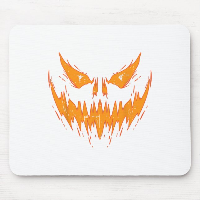 Scary Spooky Jack O Lantern Face Pumpkin Halloween Mouse Mat (Front)