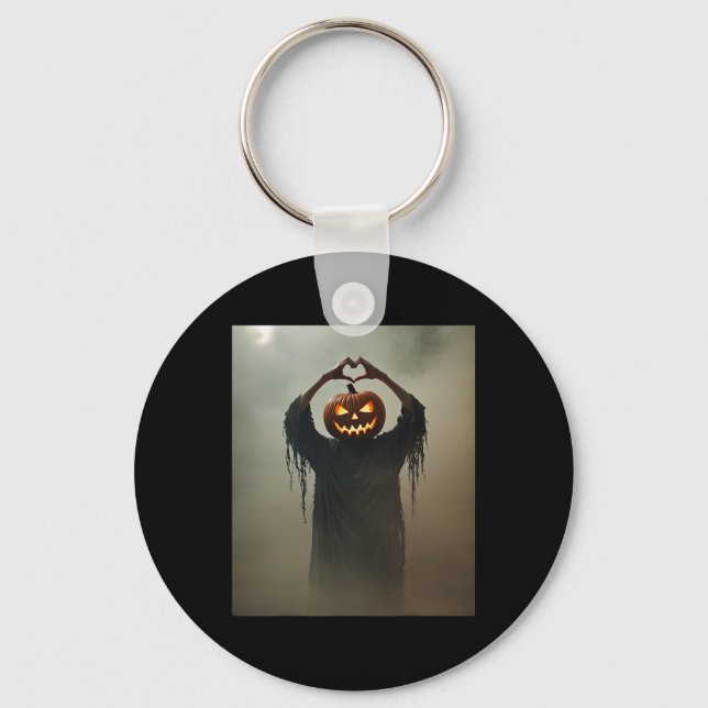 Scary Spooky Jack Olantern Heart Hands Horror Hall Key Ring (Front)