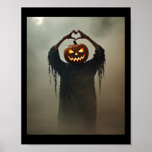 Scary Spooky Jack Olantern Heart Hands Horror Hall Poster