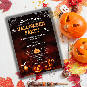 Scary Spooky Pumpkin Adult Halloween Costume Party Invitation