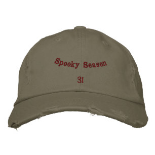 Scary Spooky Season Light Olive Halloween Haunt Embroidered Hat