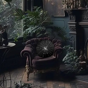 Scary Spooky Spider Web Round Cushion