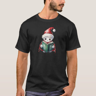 scary spooky watercolored book reading ghost santa T-Shirt