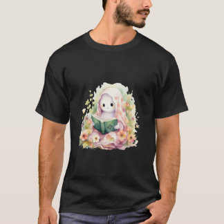 scary spooky watercolored book reading ghost T-Shirt