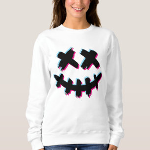 Scary Stroke Smile Face Glitch Happy Halloween Sweatshirt
