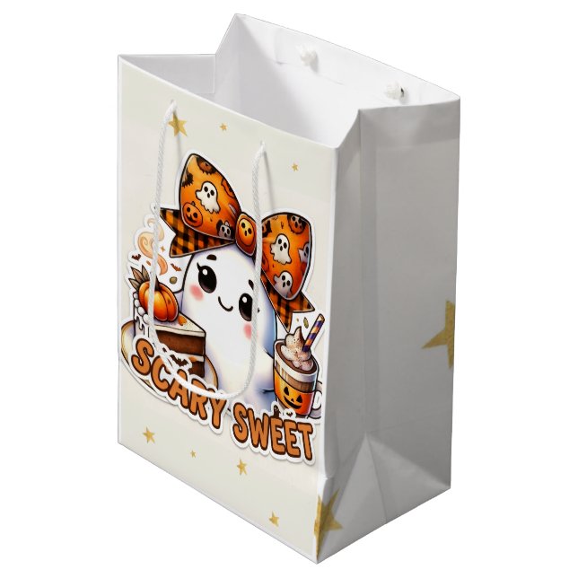 Scary Sweet Ghost Medium Gift Bag (Front Angled)