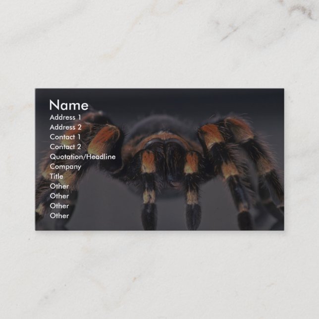 Scary Tarantula spider Business Card (Front)