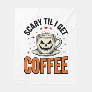 Scary Til Coffee Vintage Halloween Coffee Shirt_1 Fleece Blanket