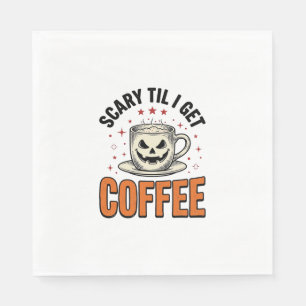 Scary Til Coffee Vintage Halloween Coffee Shirt_1 Napkin
