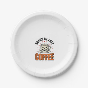 Scary Til Coffee Vintage Halloween Coffee Shirt_1 Paper Plate