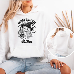 Scary Till I Get Coffee Cat Cute Halloween Hoodie