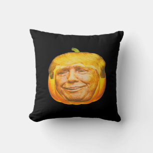 Scary Trumpkin Pumpkin Halloween Party Design Cushion
