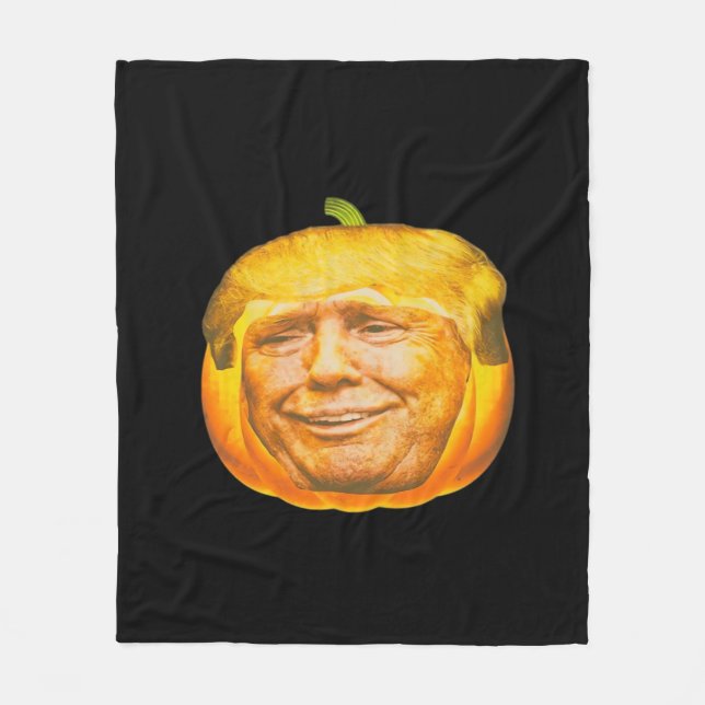 Scary Trumpkin Pumpkin Halloween Party Design Fleece Blanket (Front)