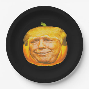 Scary Trumpkin Pumpkin Halloween Party Design Paper Plate