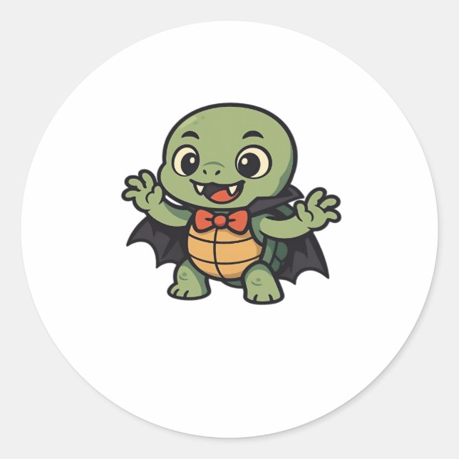 Scary turtle vampire Halloween Oversized T-Shirt Classic Round Sticker (Front)
