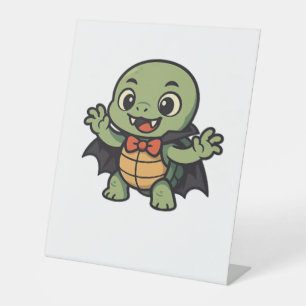 Scary turtle vampire Halloween Oversized T-Shirt Pedestal Sign