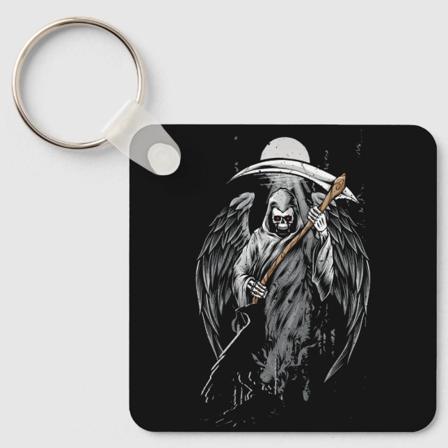 Scary Valhalla Grim Reaper Death Scythe Grunge Hor Key Ring (Front)