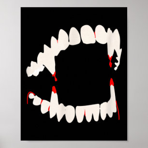 Scary Vampire Bloody Fang Halloween Shirt Men Poster