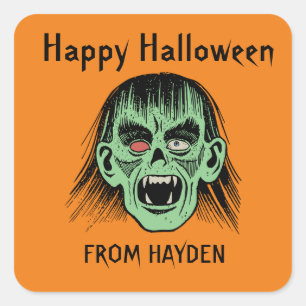 SCARY VAMPIRE CUSTOM HAPPY HALLOWEEN STICKER