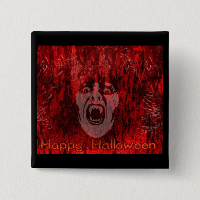 Scary Vampire Lady in Blood Button (Front)