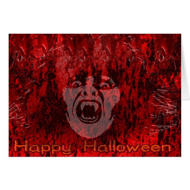Scary Vampire Lady in Blood Card (Front Horizontal)