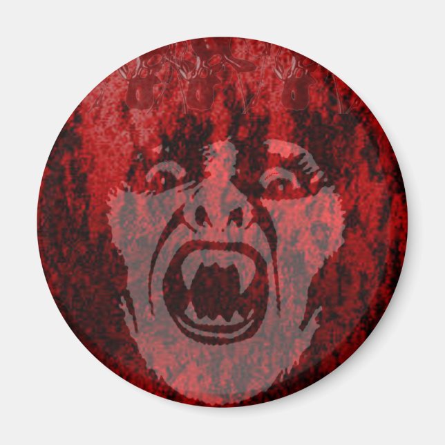 Scary Vampire Lady in Blood Round Magnet (Front)