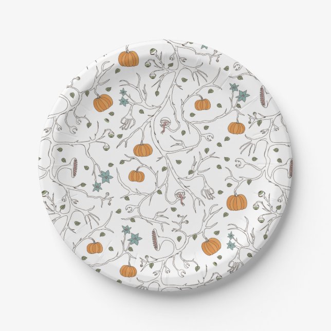 Scary vine pattern for Halloween Paper Plate (Front)
